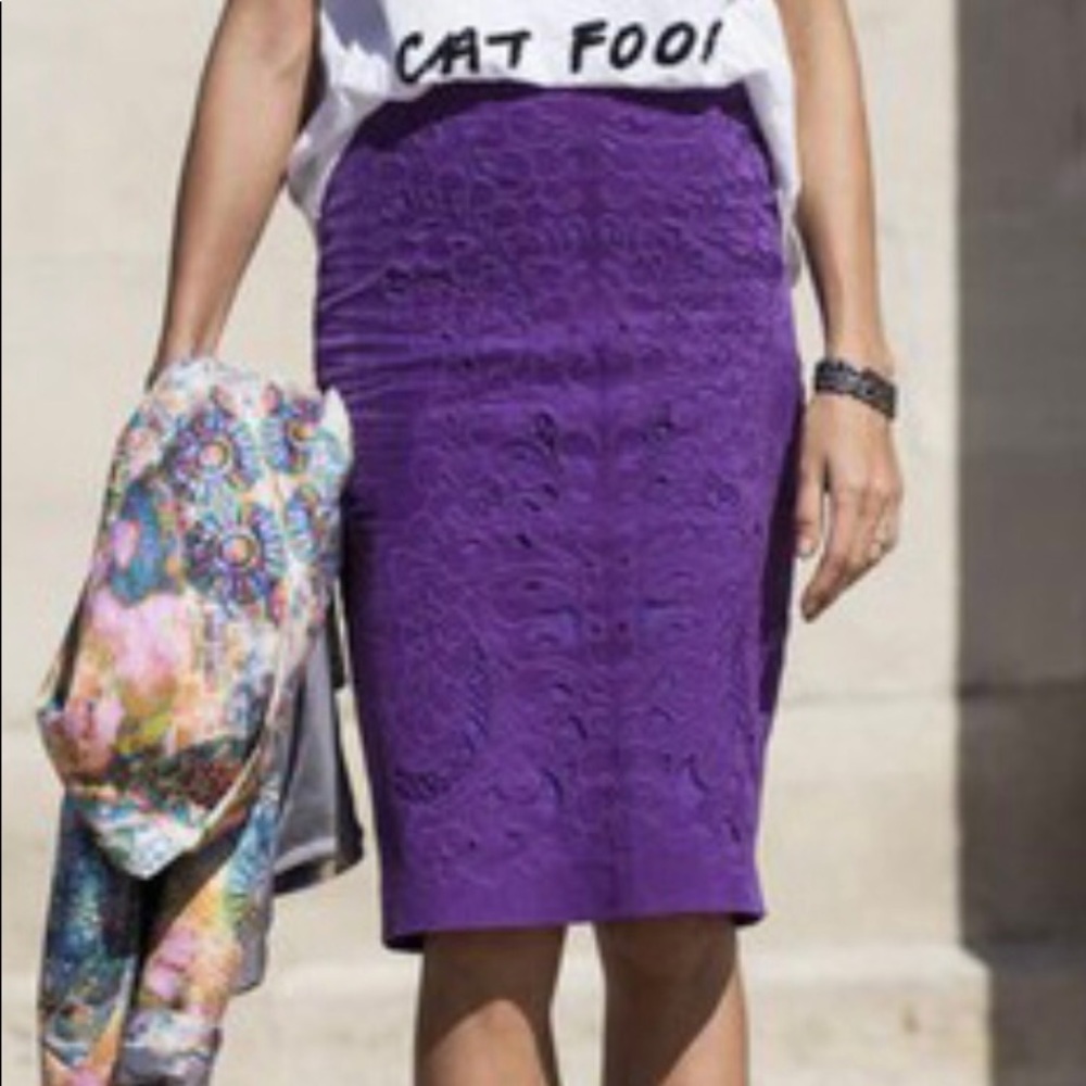 Purple Geo pencil skirt. Size 2